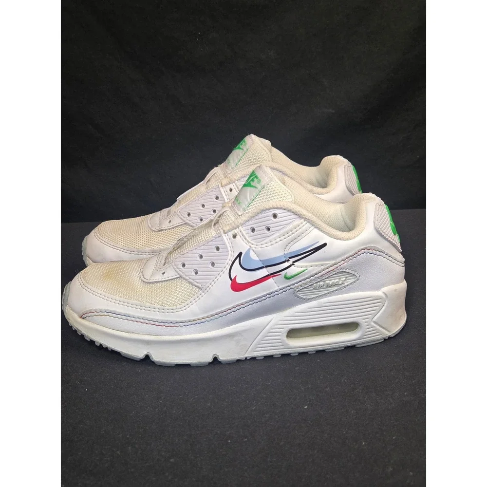 Nike Air‎ Max 90 GS White Multi Color Triple Swoosh DN3730-100 Kids Size 3.5Y